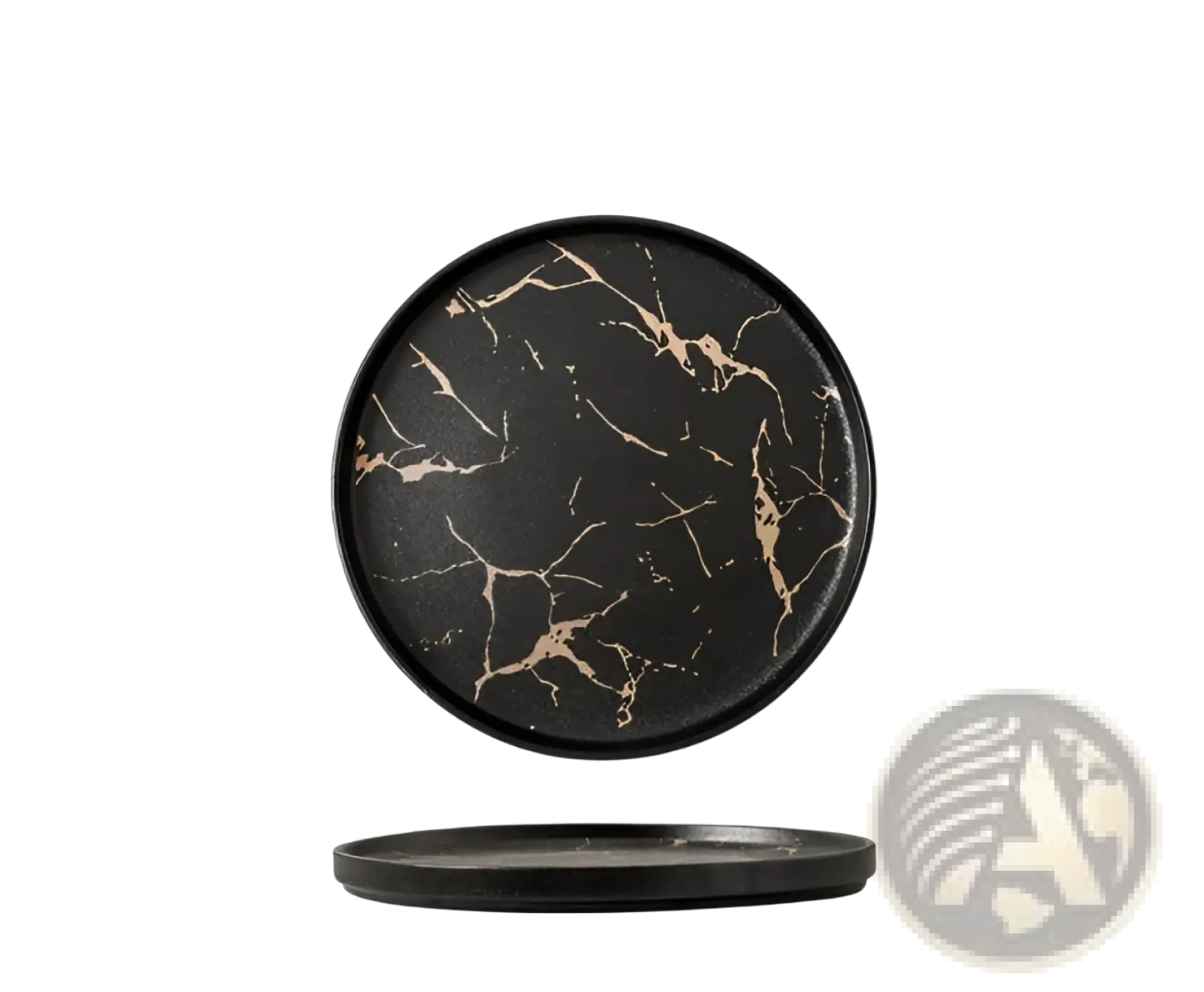 Marble Ceramic Plate with Gold Veining Tray