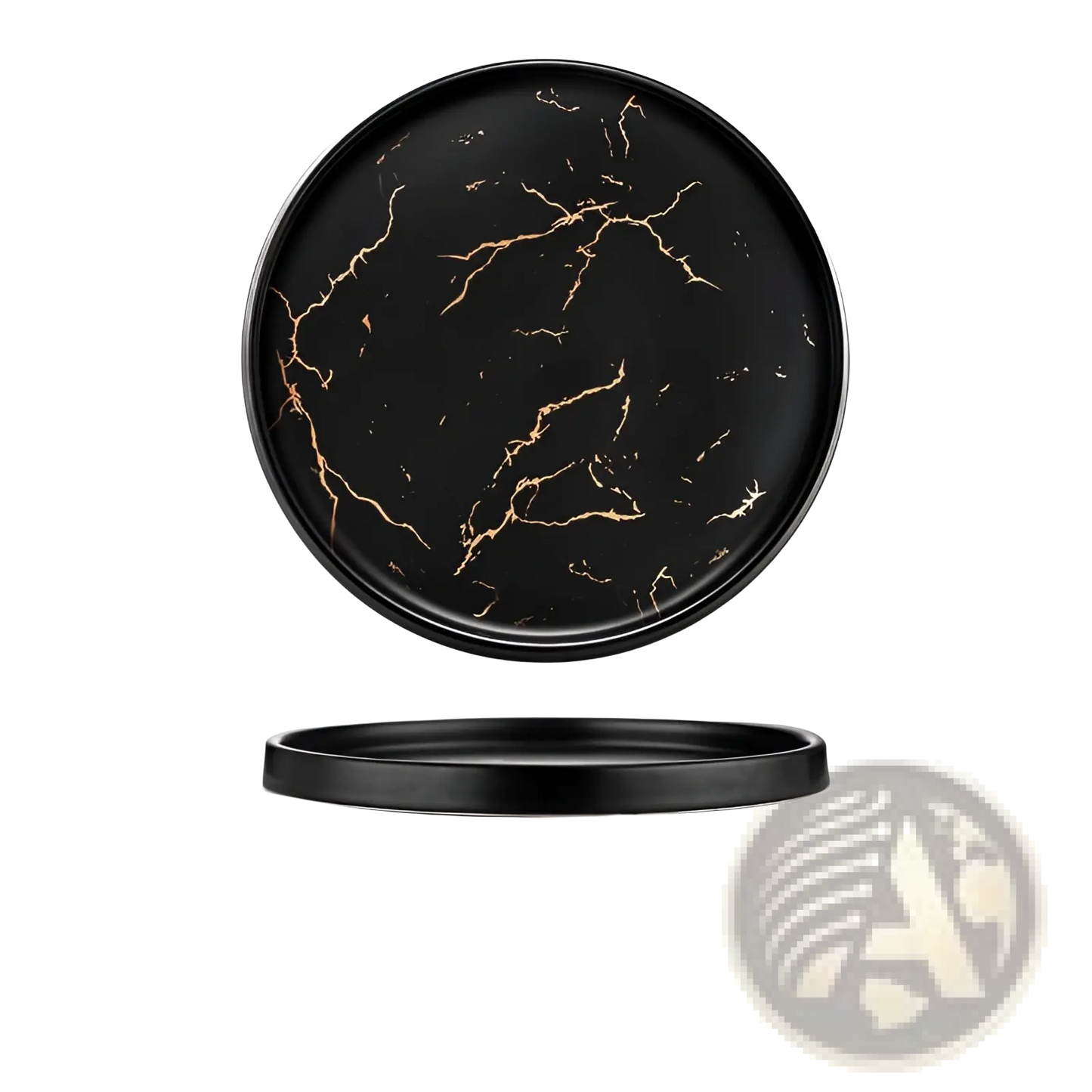 Marble Ceramic Plate with Gold Veining Tray