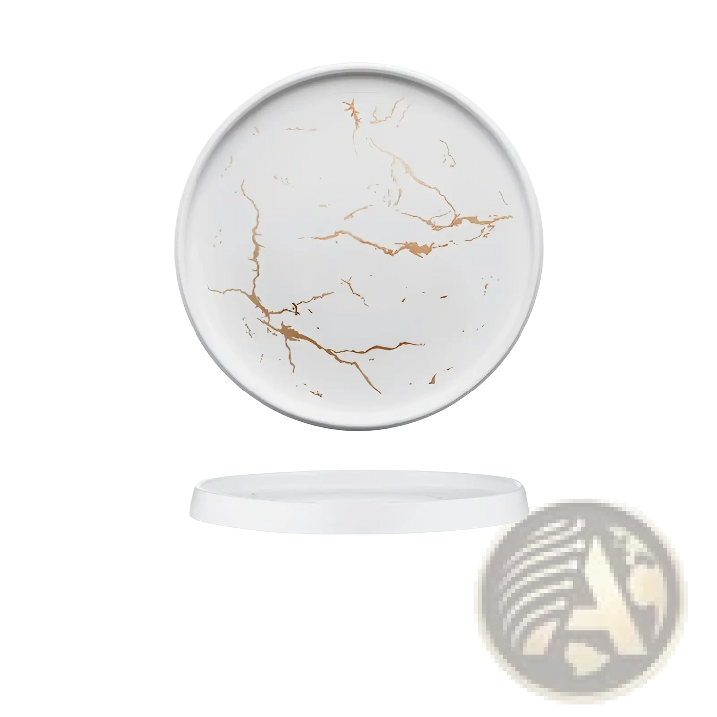Marble Ceramic Plate with Gold Veining Tray