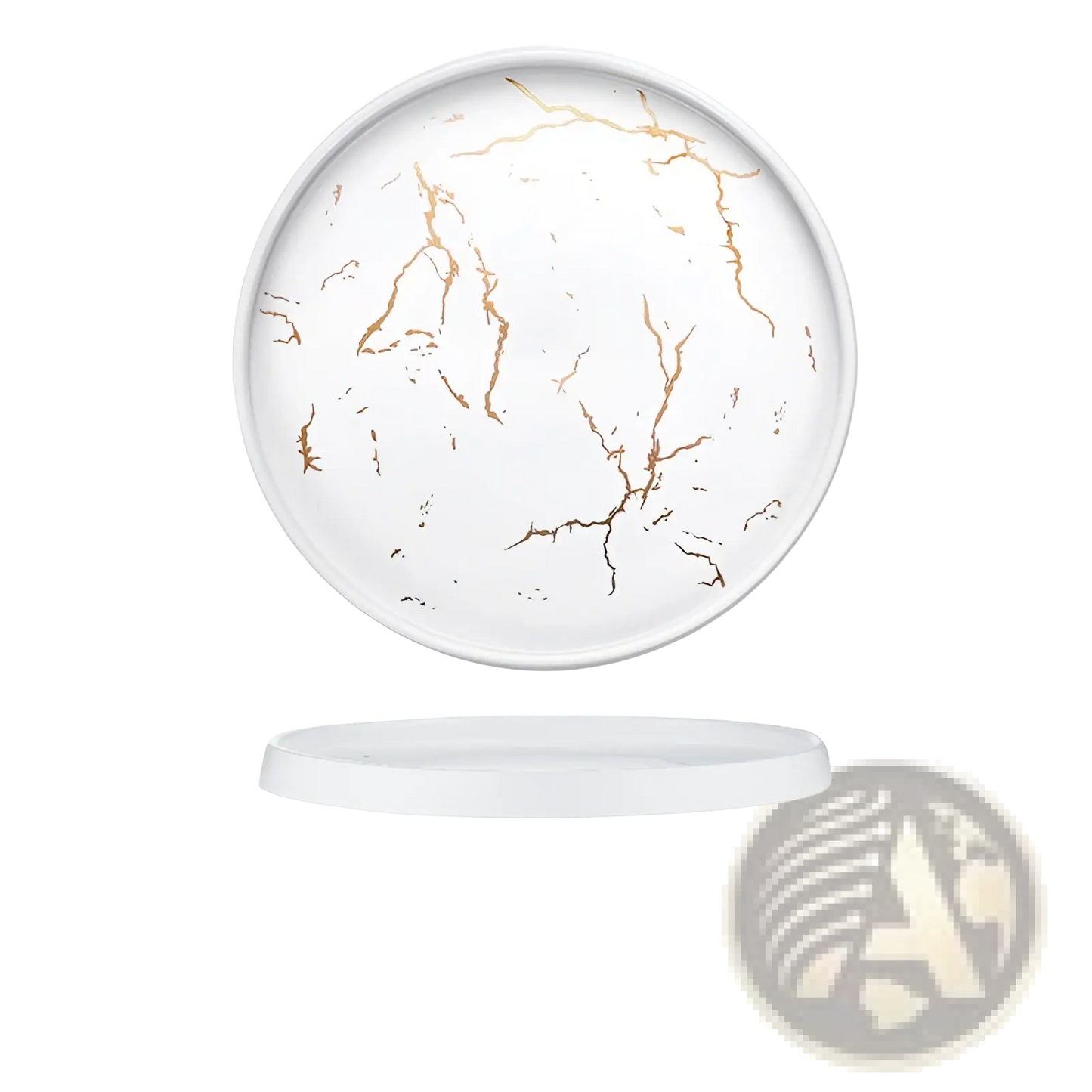 Marble Ceramic Plate with Gold Veining Tray