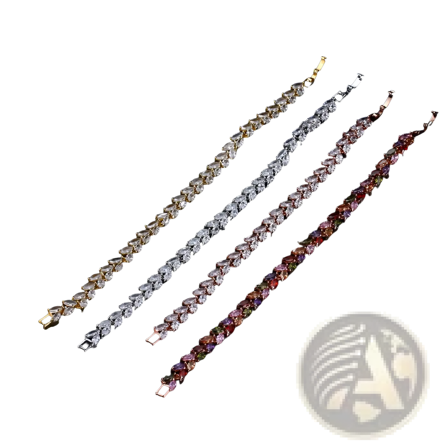 Marquise Zircon Leaf Tennis Bracelet in Polished Silver