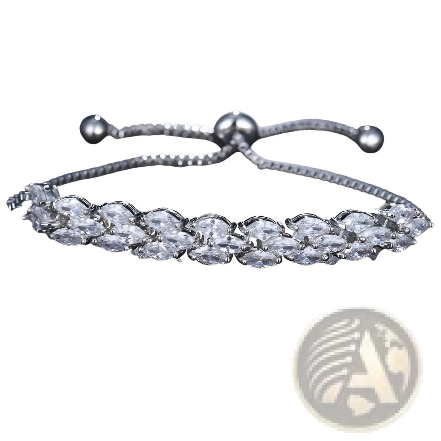 Marquise Zircon Leaf Tennis Bracelet in Polished Silver