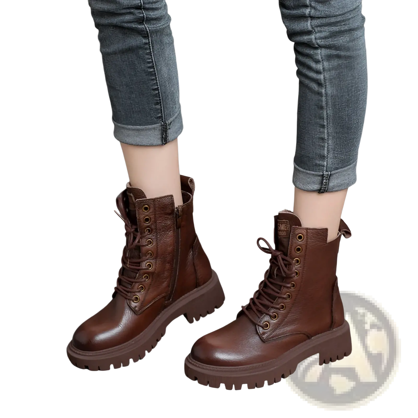 Martin Boots Women's Leather Chunky Lace Up Combat Boots