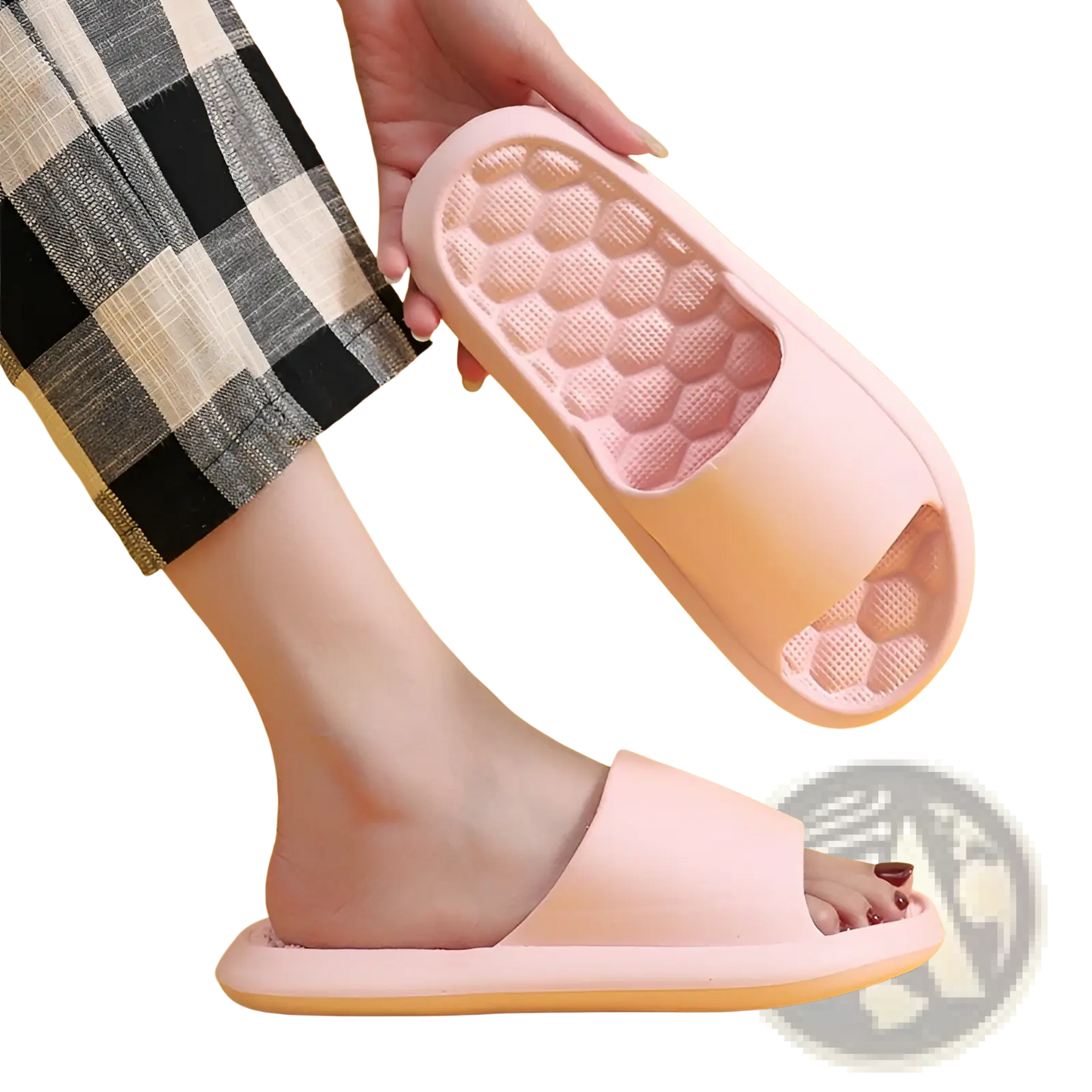 Massage Slippers Honeycomb Textured Rubber Slides