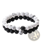 Matte Black and Green Malachite Elastic Bead Bracelet