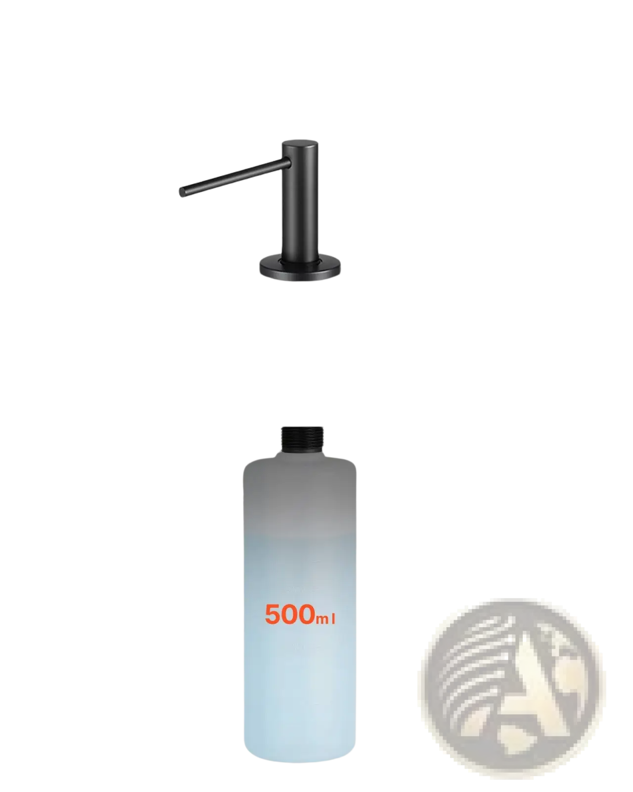 Matte Black Kitchen Soap Dispenser with 17oz Bottle