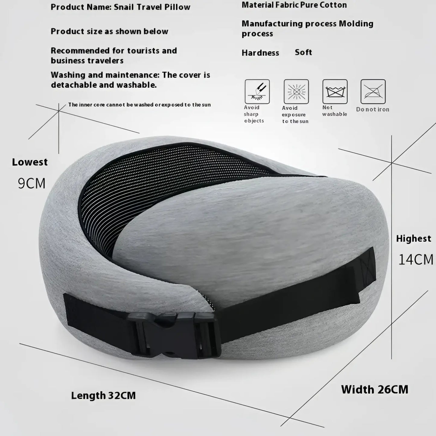 Memory Foam Travel Neck Pillow Adjustable Support