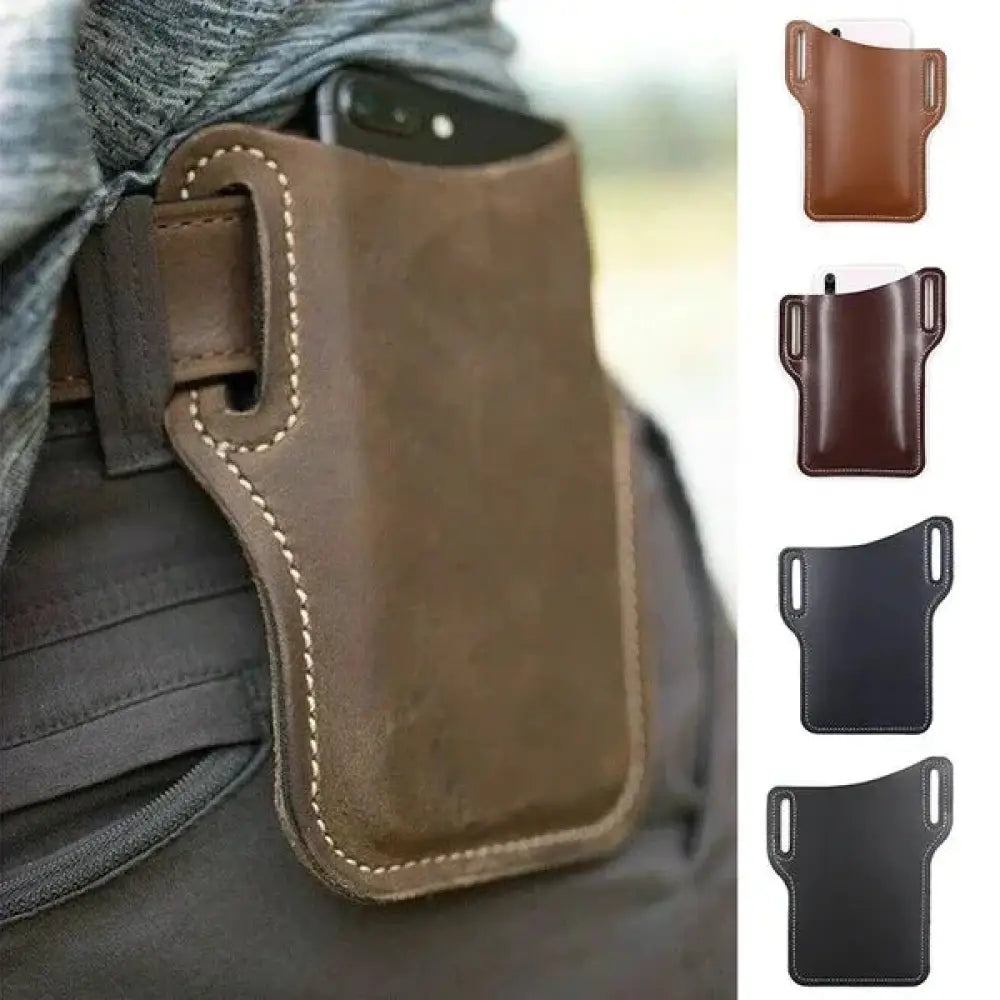 Genuine Leather Men's Belt Loop Phone Holster and Wallet Case