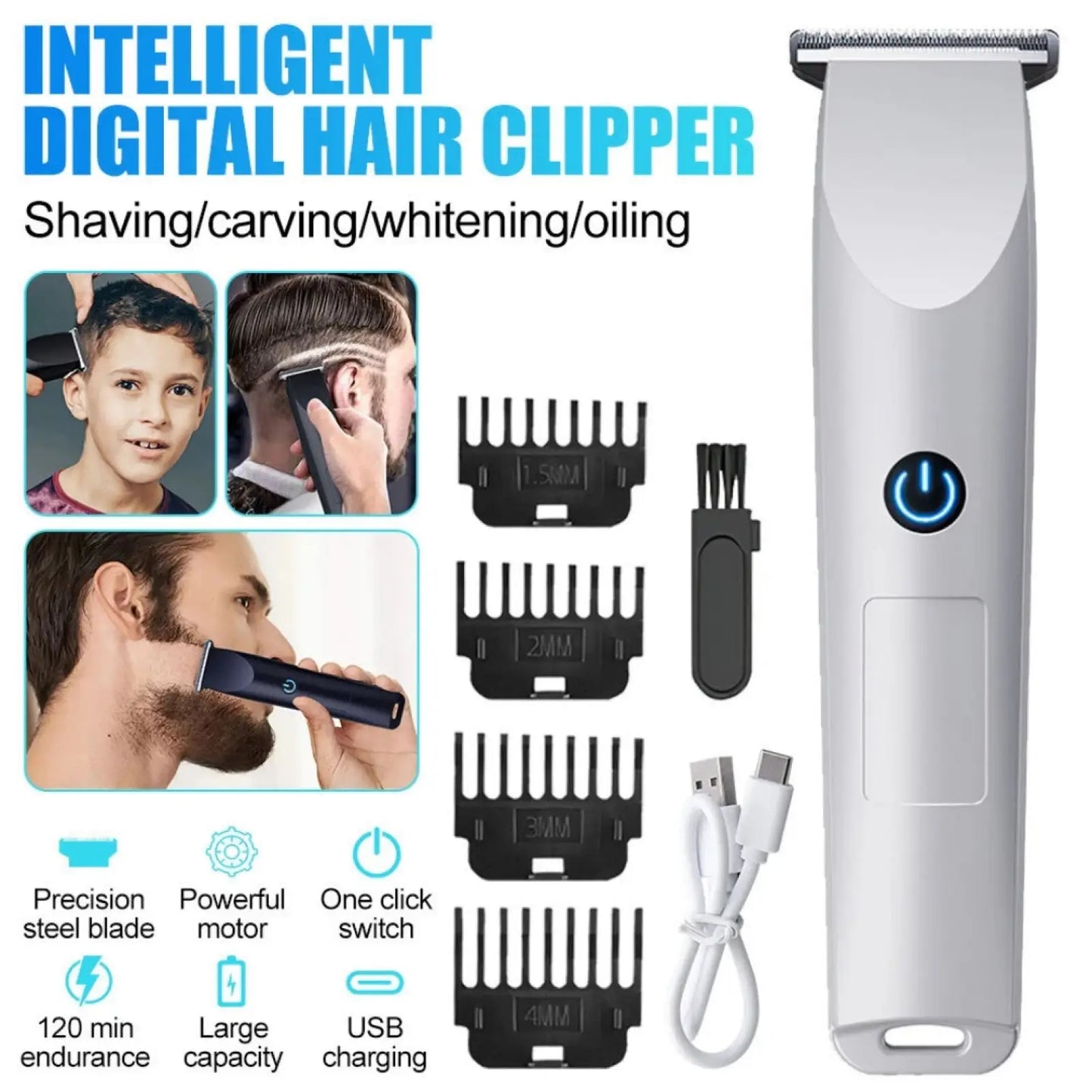 Men Cordless Hair Clippers Professional Beard Trimmer
