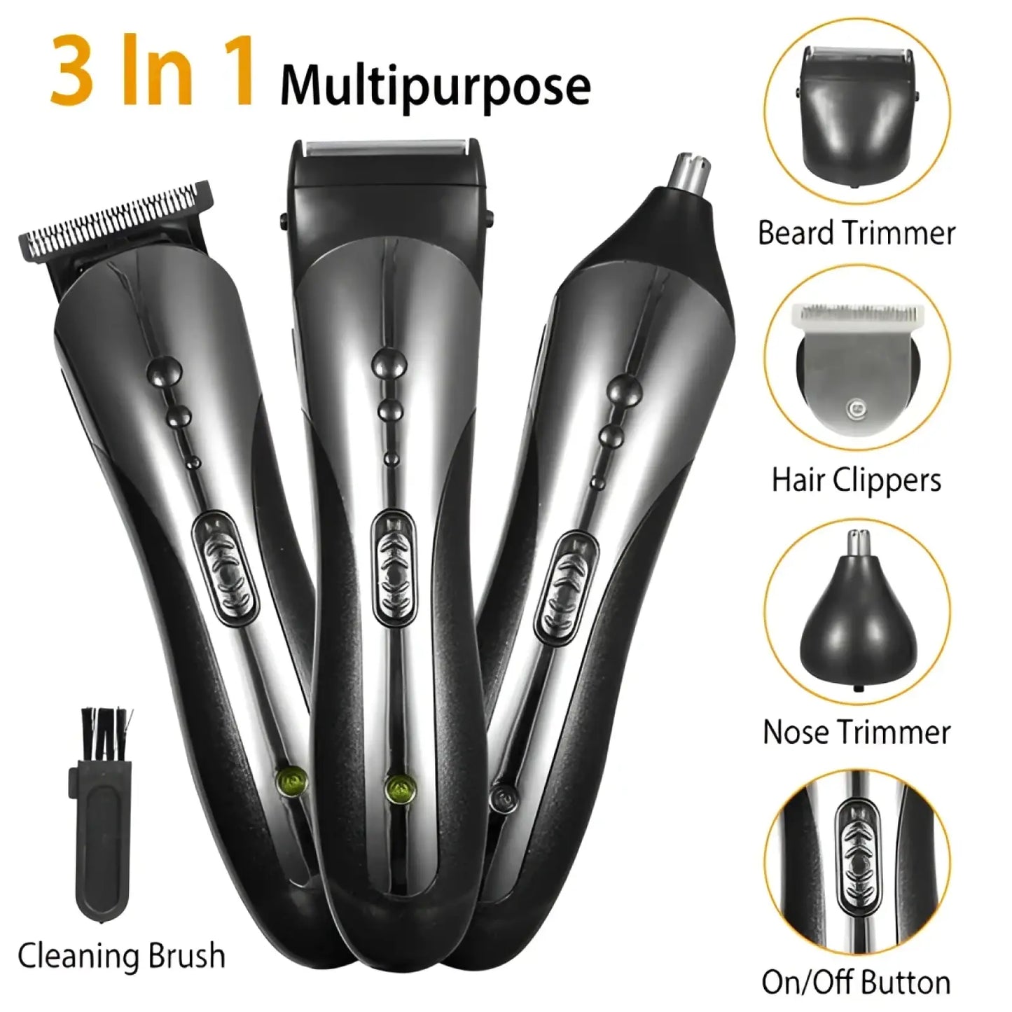 Men Electric Hair Clipper 3-in-1 Grooming Kit Set