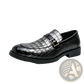 Men Leather Croco Loafers with Silver Buckle