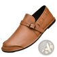 Men Leather Slip on Loafer Buckle Casual Shoes