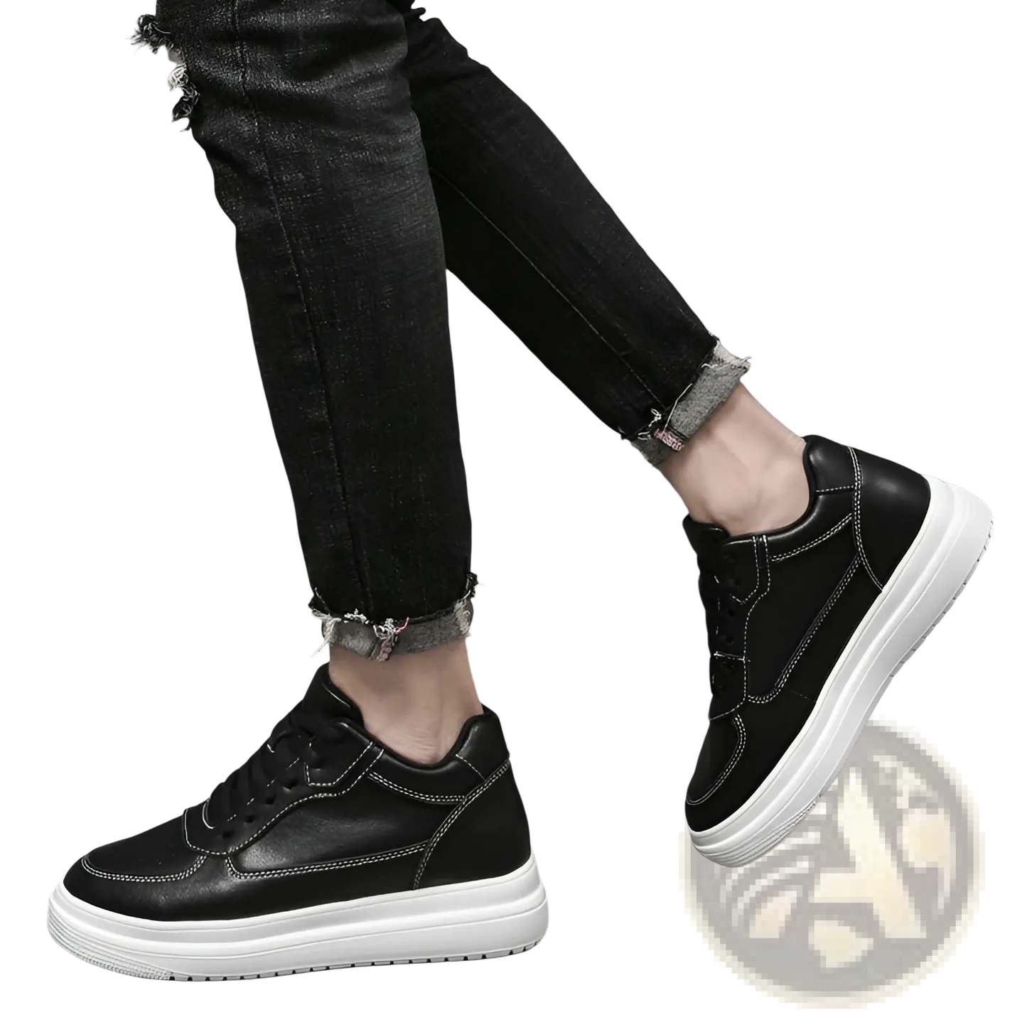 Men Leather Sneakers Platform Running Shoes