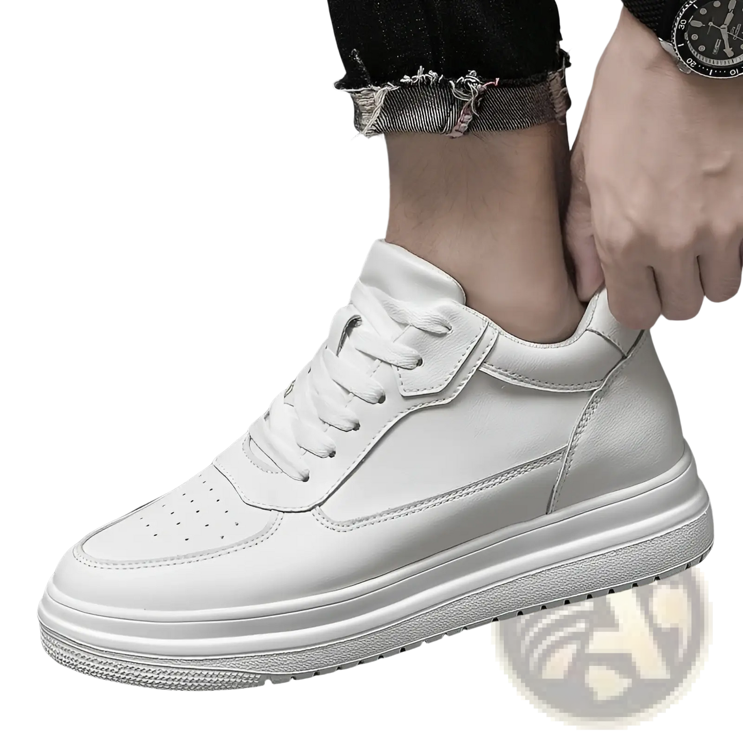 Men Leather Sneakers Platform Running Shoes