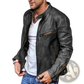 Men Pu Leather Punk Motorcycle Jacket Stand Collar