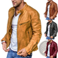 Men Pu Leather Punk Motorcycle Jacket Stand Collar