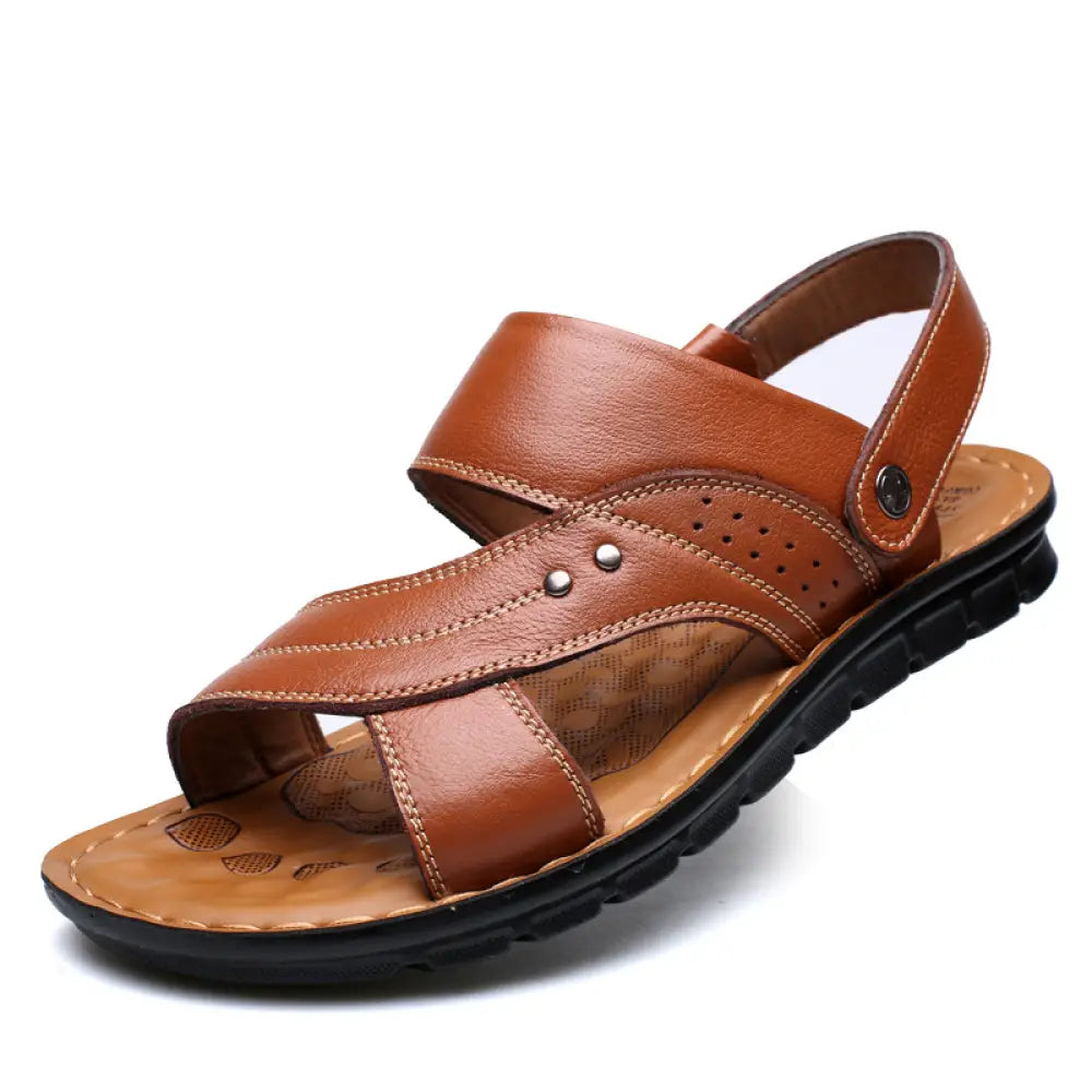 Men's Adjustable Genuine Leather Summer Beach Sandals