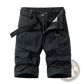Men's 100% Cotton Straight Leg Cargo Shorts with Belt