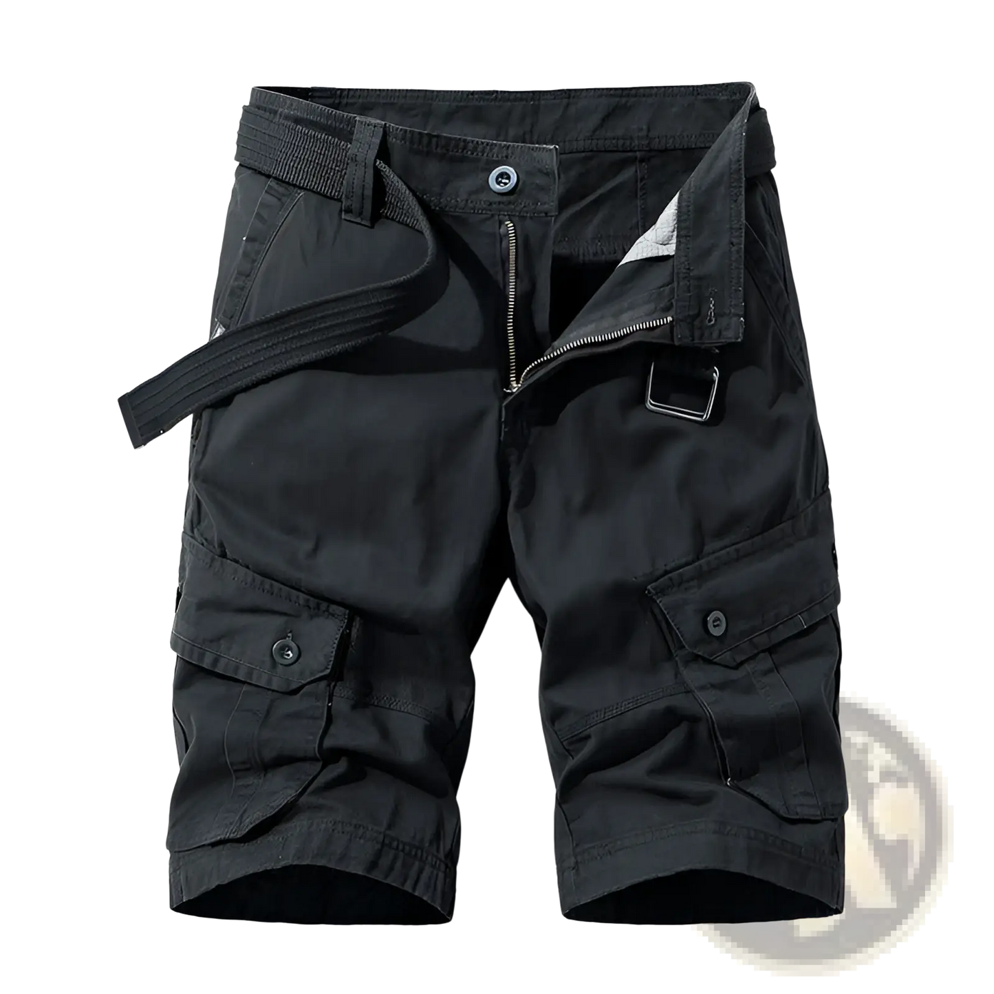 Men's 100% Cotton Straight Leg Cargo Shorts with Belt