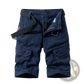 Men's 100% Cotton Straight Leg Cargo Shorts with Belt