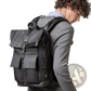 Men's 16 Inch Roll Top Laptop Backpack Black Nylon