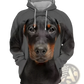 Men's 3d Dog Portrait Graphic Pullover Hoodie