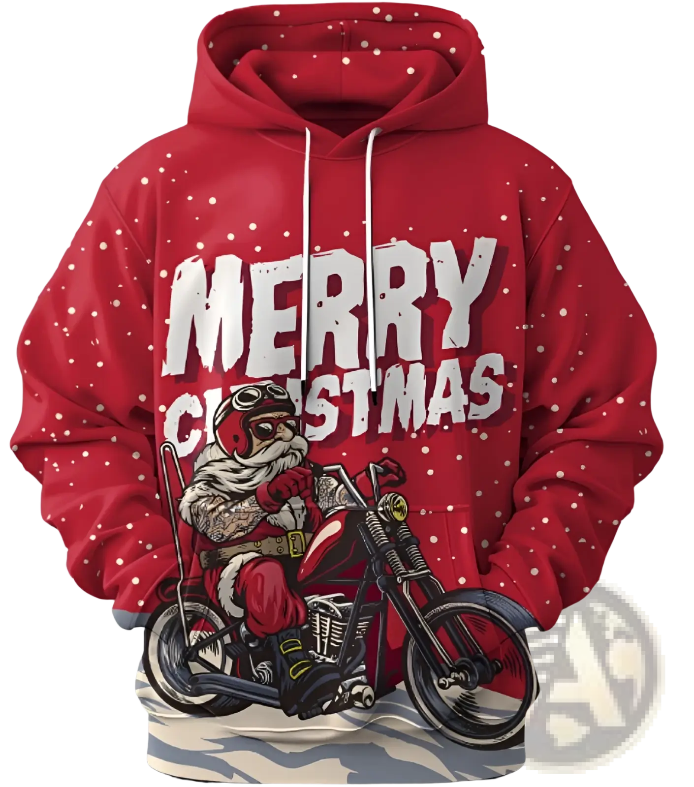 Men's 3d Printed Festive Santa and Reindeer Christmas Hoodie