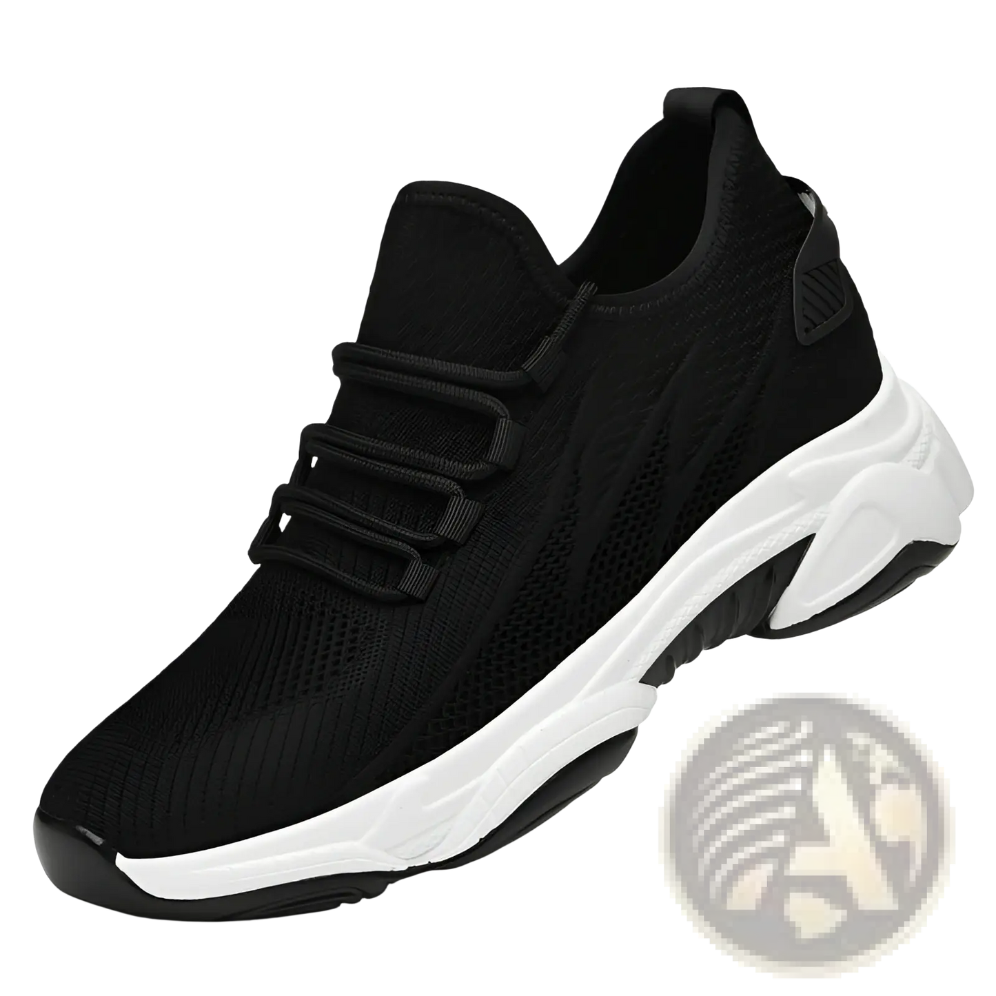 Men's Air Cushion Running Shoes Black Mesh Sneakers