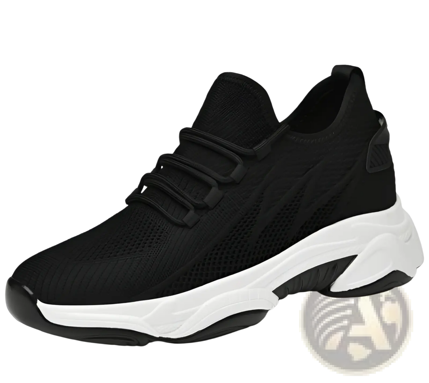 Men's Air Cushion Running Shoes Black Mesh Sneakers
