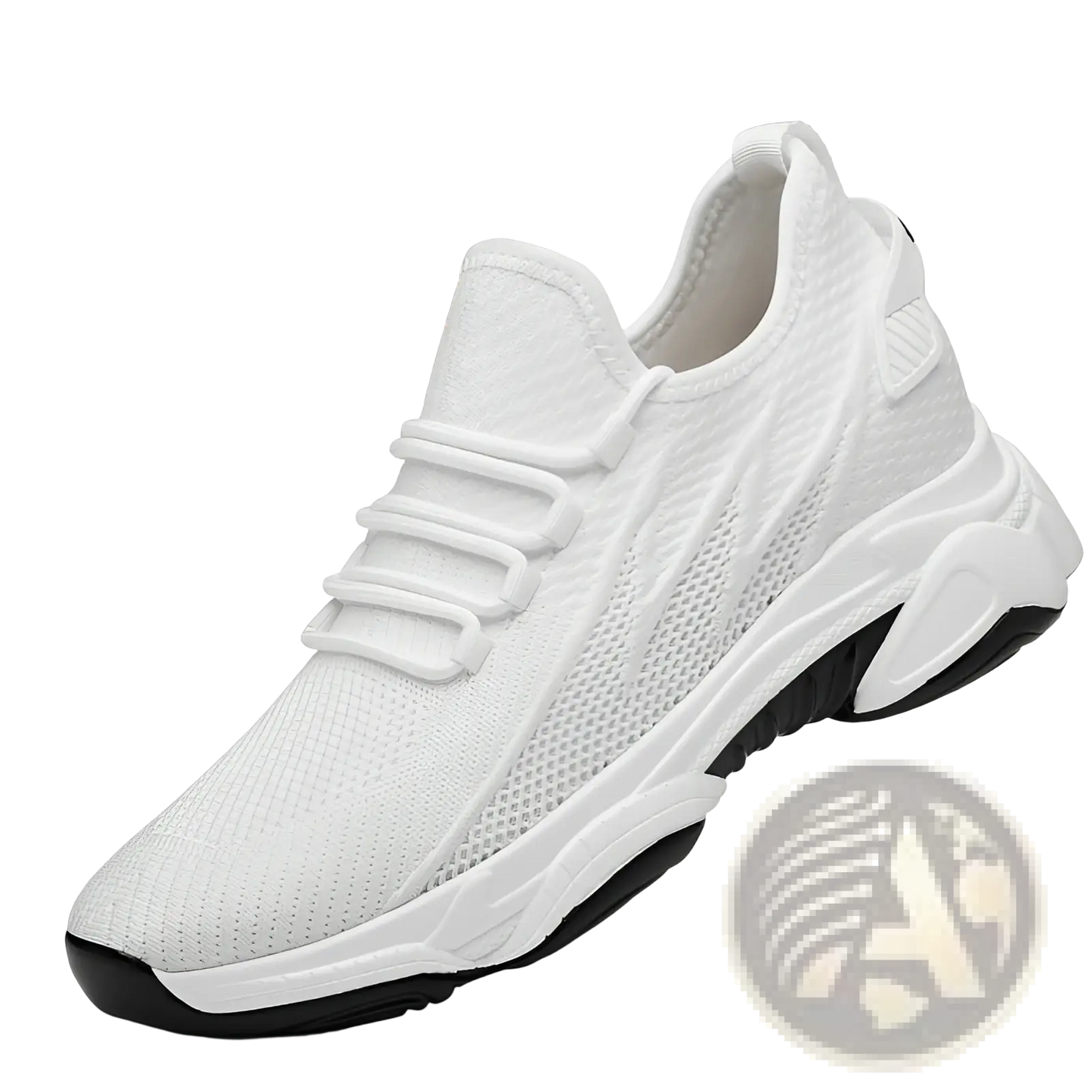 Men's Air Cushion Running Shoes Black Mesh Sneakers