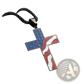 Men's American Flag Enamel Cross Stainless Steel Necklace