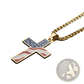 Men's American Flag Enamel Cross Stainless Steel Necklace