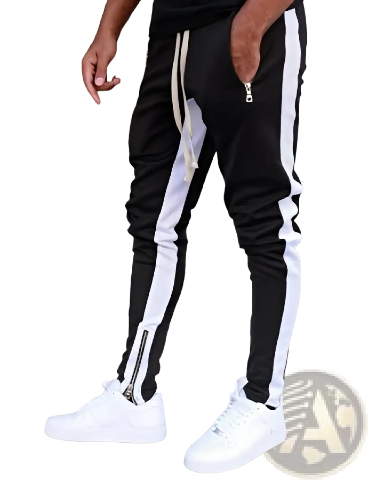Men's Athletic Side Stripe Joggers with Zipper Cuffs