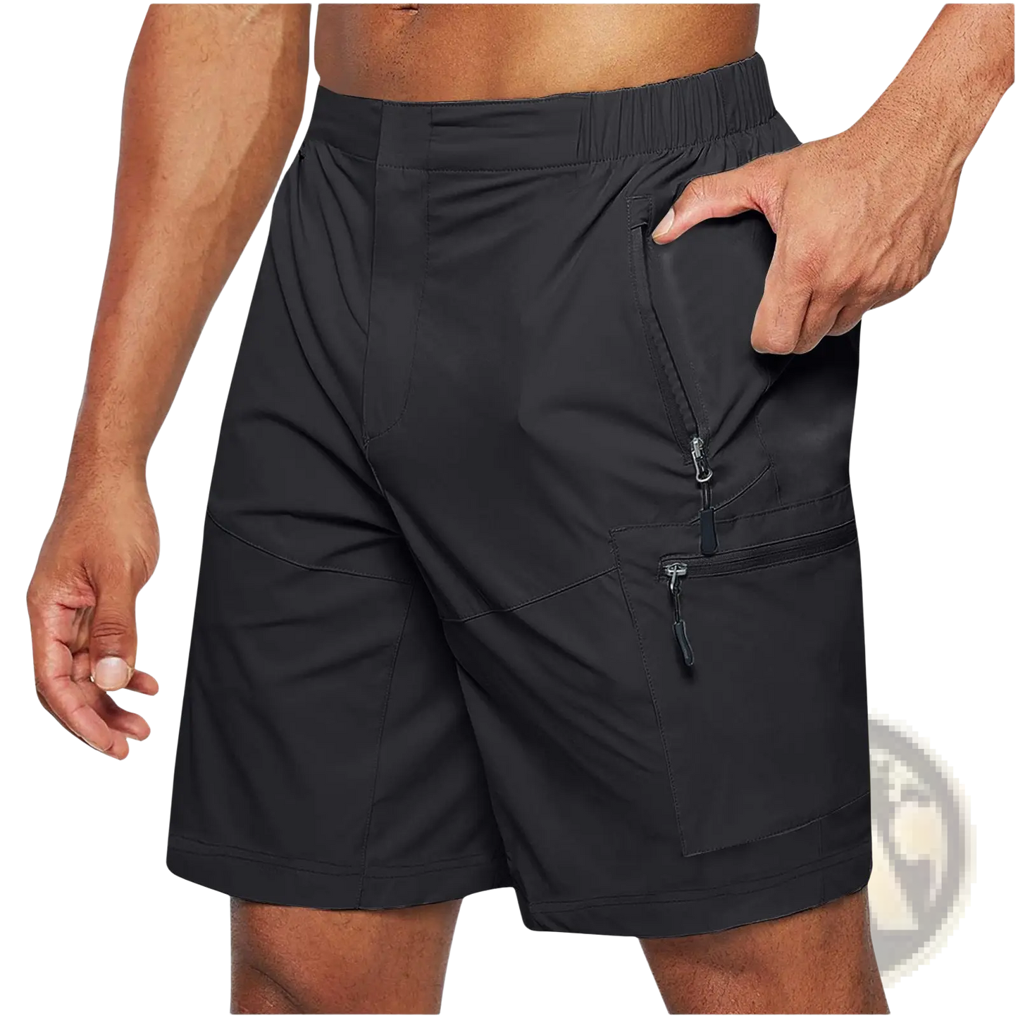 Men's Athletic Straight Leg Cargo Shorts with Zipper Pockets