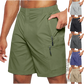 Men's Athletic Straight Leg Cargo Shorts with Zipper Pockets