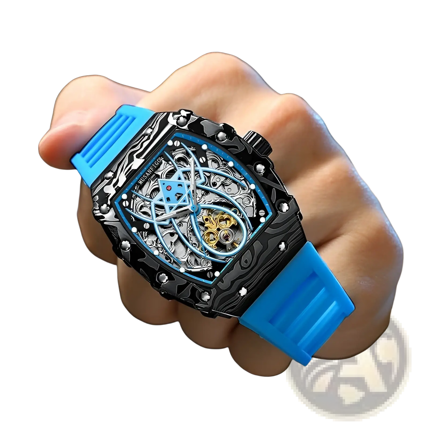 Men's Barrel Skeleton Automatic Mechanical Sport Watch