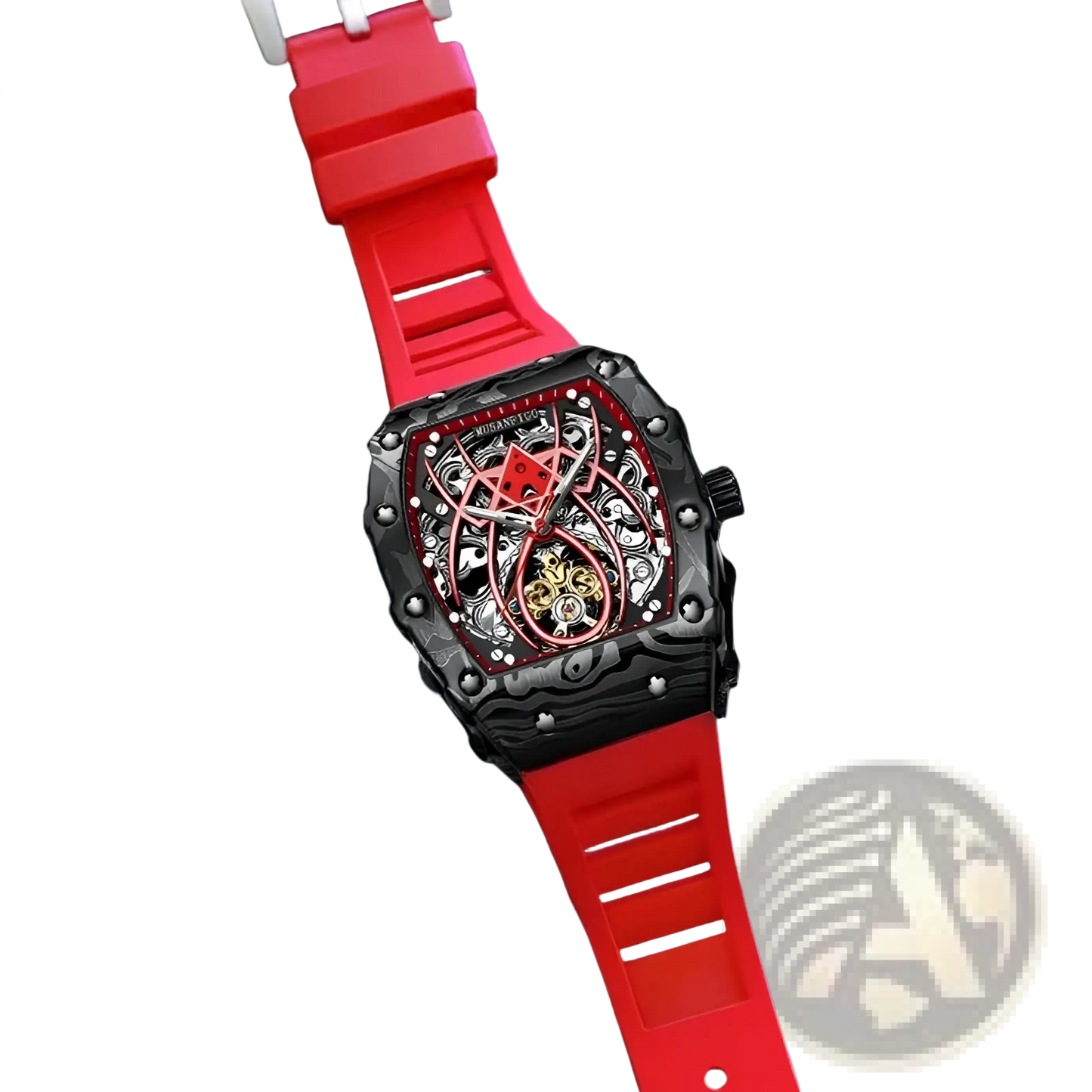 Men's Barrel Skeleton Automatic Mechanical Sport Watch