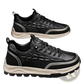 Men's Black Crocodile Embossed Leather Sneakers