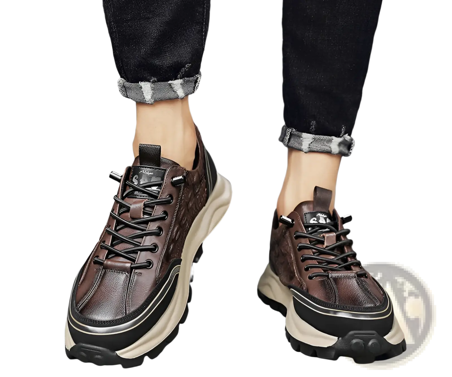 Men's Black Crocodile Embossed Leather Sneakers