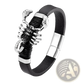 Men's Black Leather Scorpion Bracelet with Magnetic Clasp