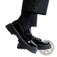 Men's Black Patent Leather Tassel Platform Shoes