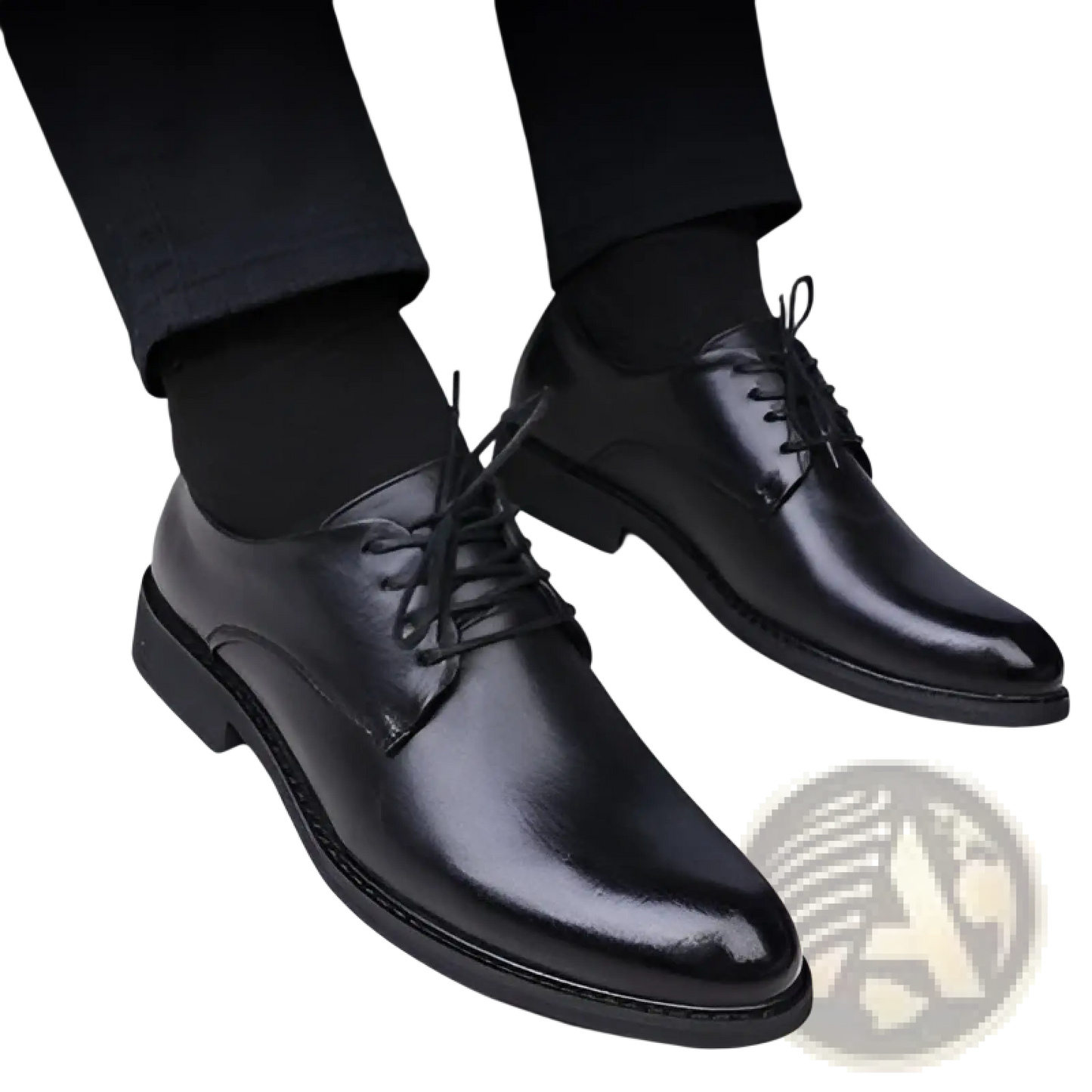 Men's Black Pointed Toe Leather Oxford Dress Shoes