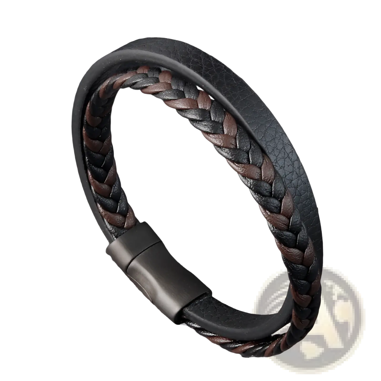 Men's Braided Leather Bracelet with Magnetic Clasp