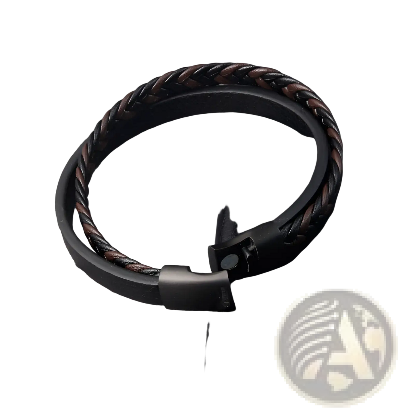Men's Braided Leather Bracelet with Magnetic Clasp