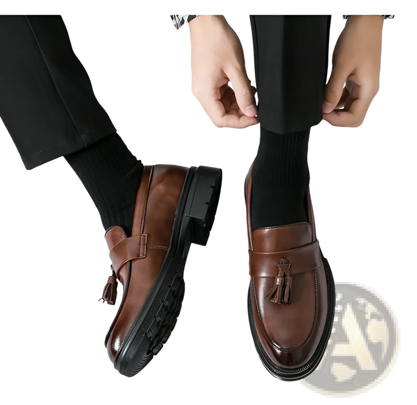 Men's Breathable Tassel Leather Brogue Loafers