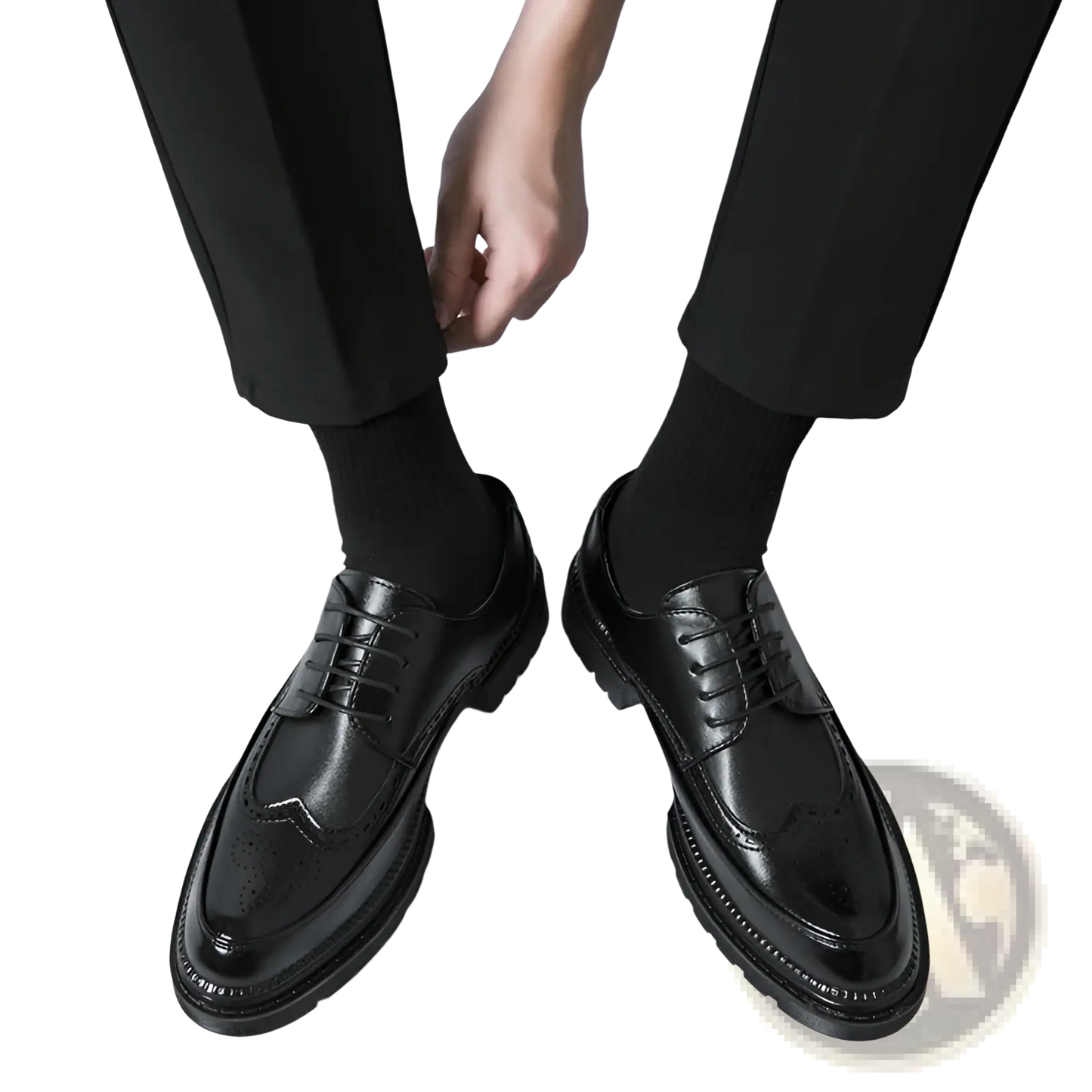 Men's British Style Chunky Sole Leather Brogue Shoes