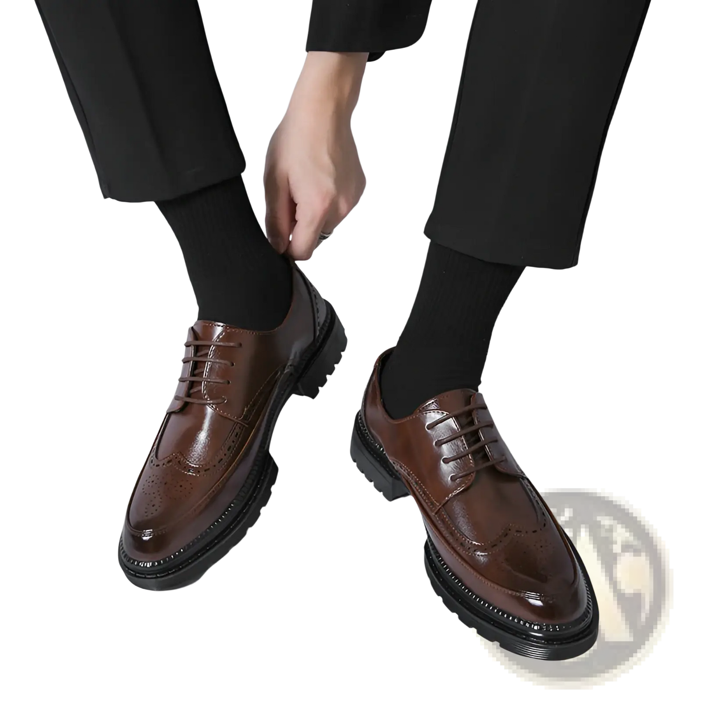 Men's British Style Chunky Sole Leather Brogue Shoes