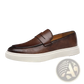Men's British Style Embossed Leather Loafers