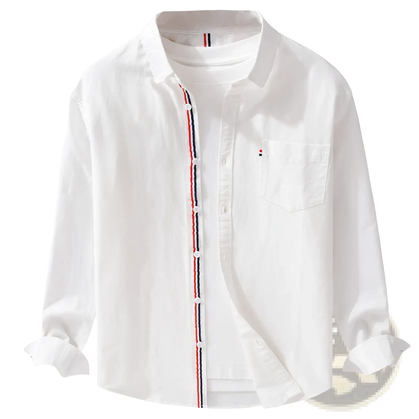 Men's British Style Striped Oxford Cotton Long Sleeve Shirt