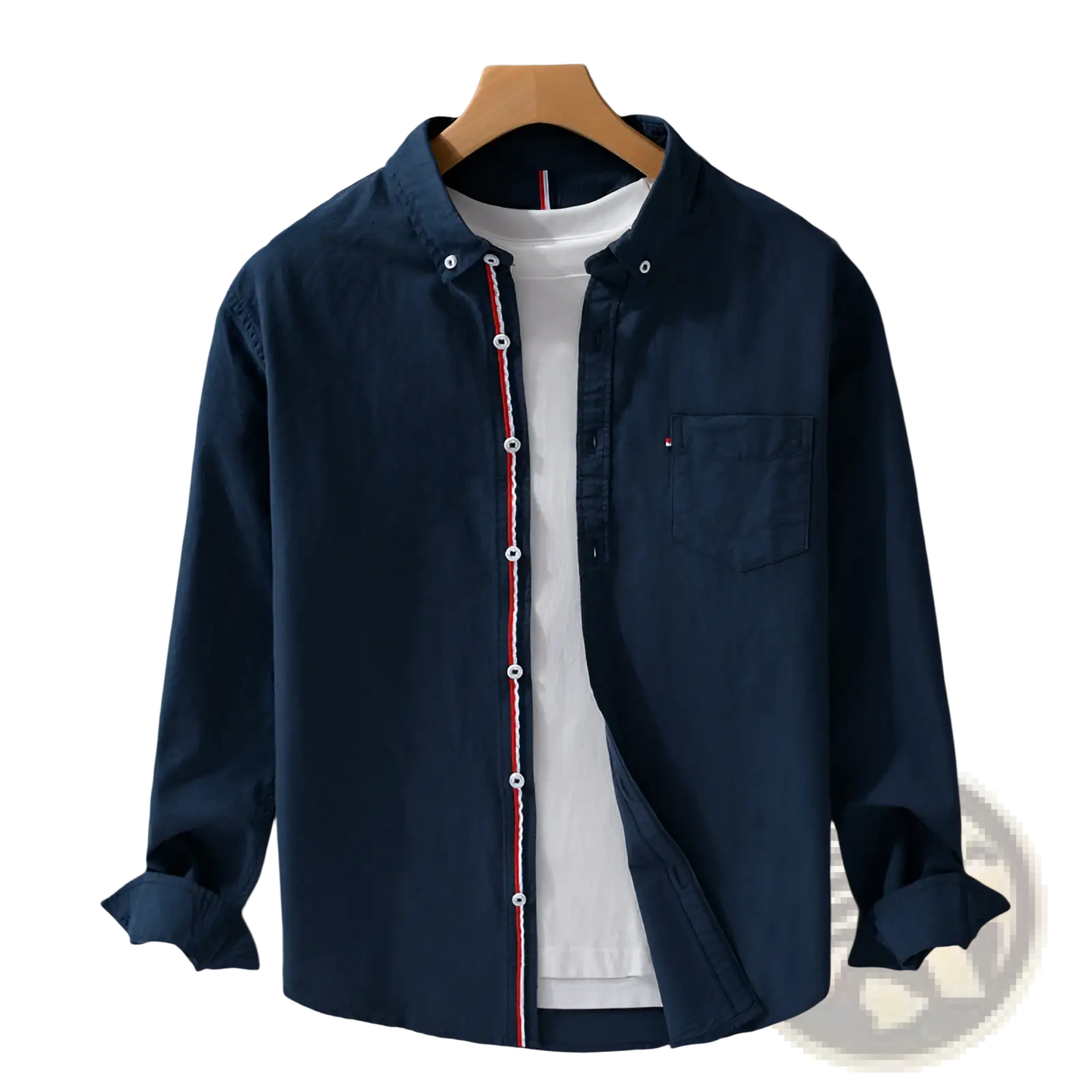 Men's British Style Striped Oxford Cotton Long Sleeve Shirt
